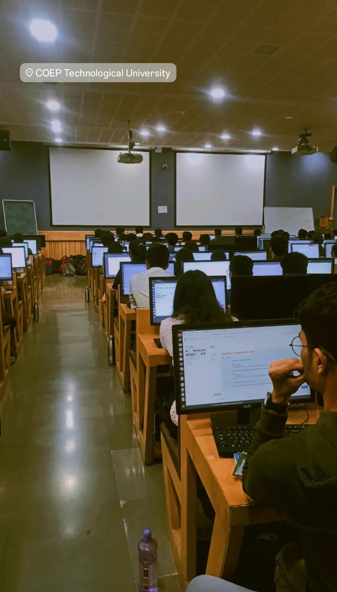 Workshop session at COEP Technological University, full computer lab